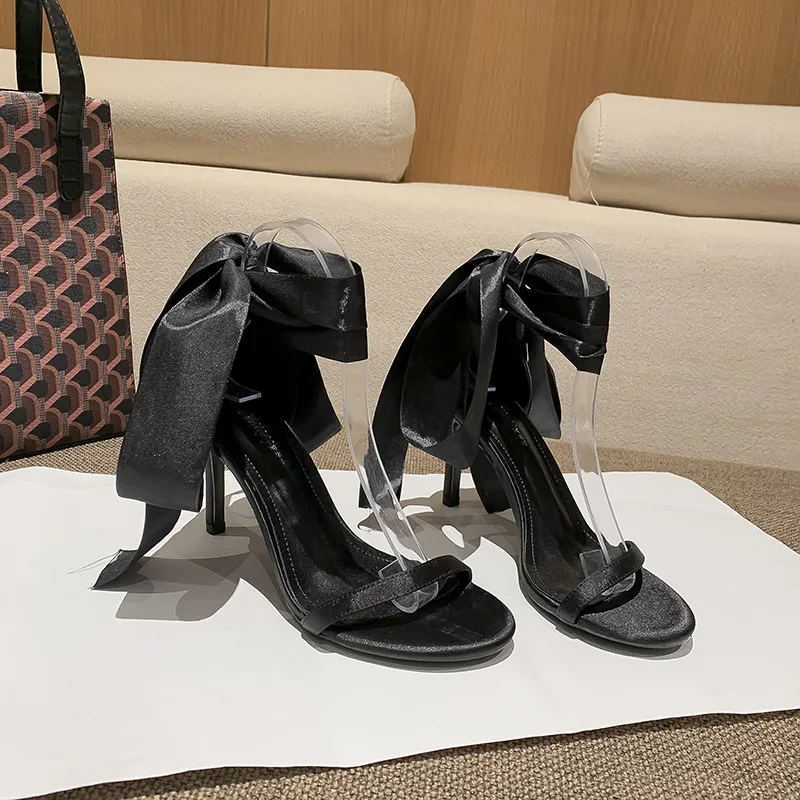 Ankle Strap Bow Prom Heel Sandals