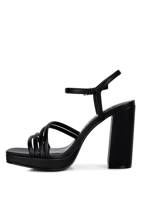 Black High Heel Platform Strappy Sandals