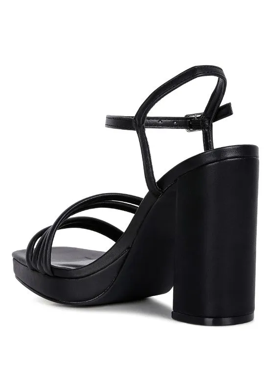 Black High Heel Platform Strappy Sandals