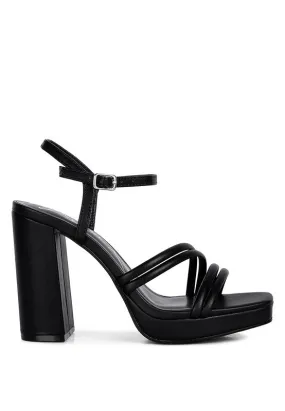 Black High Heel Platform Strappy Sandals