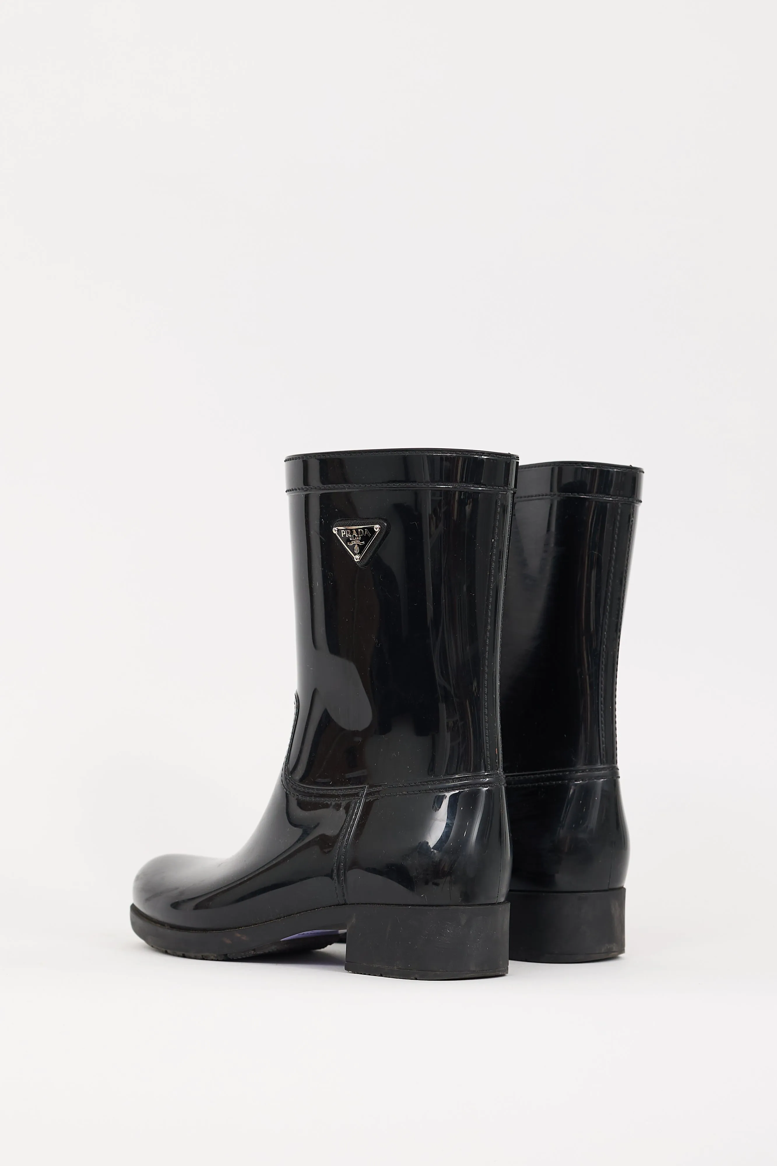 Black Rubber Triangle Logo Rain Boot