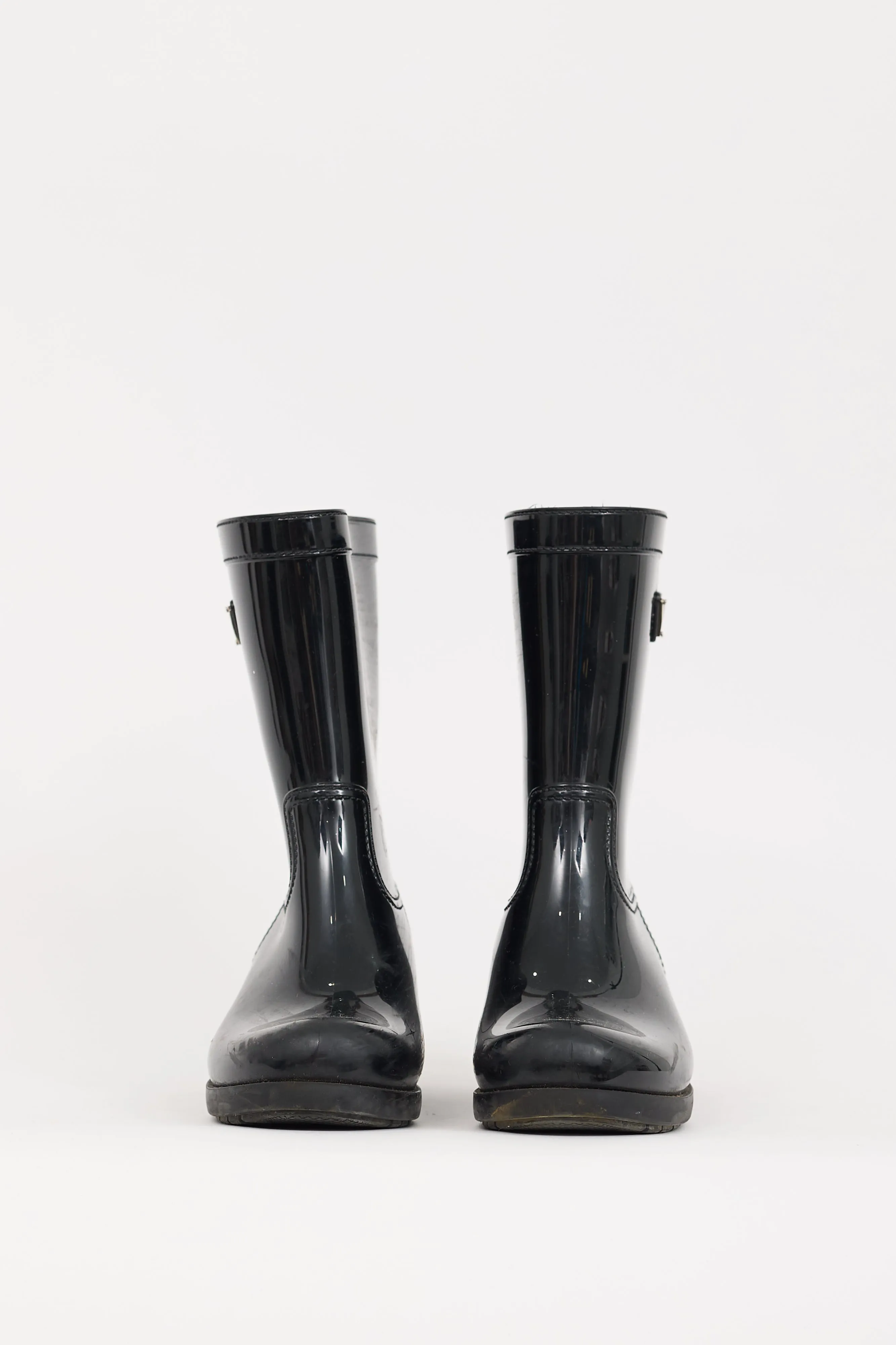 Black Rubber Triangle Logo Rain Boot