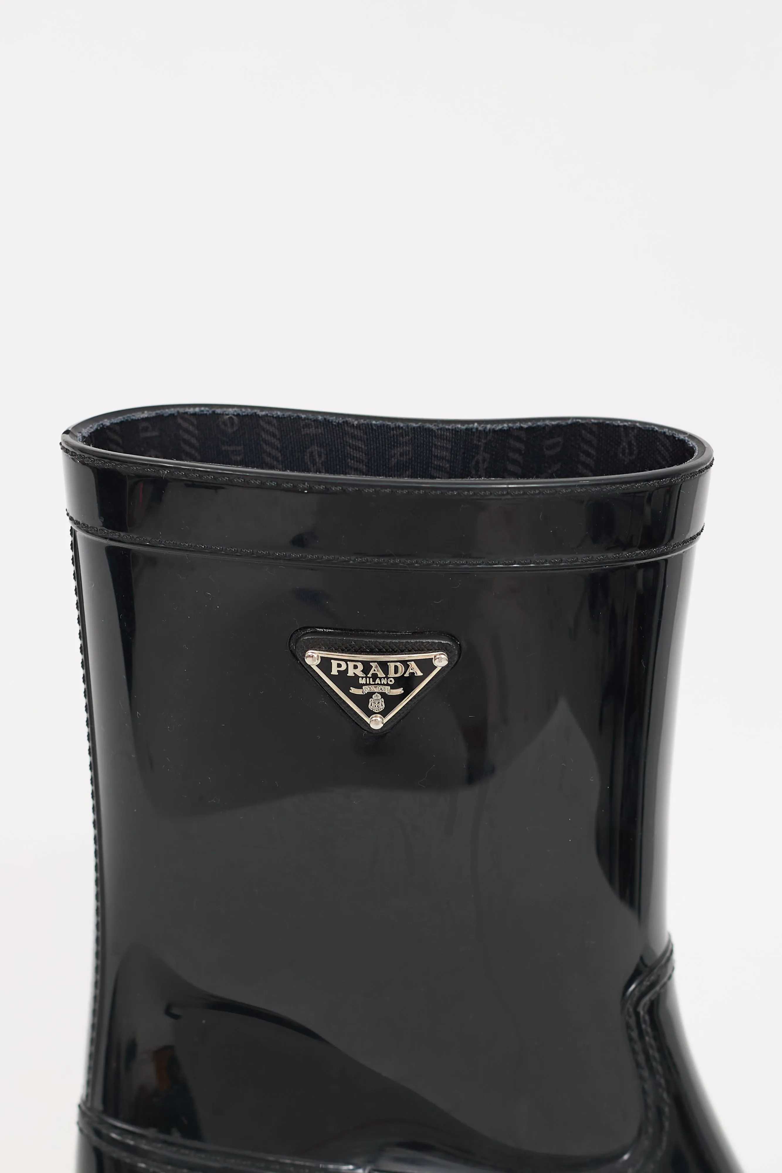 Black Rubber Triangle Logo Rain Boot