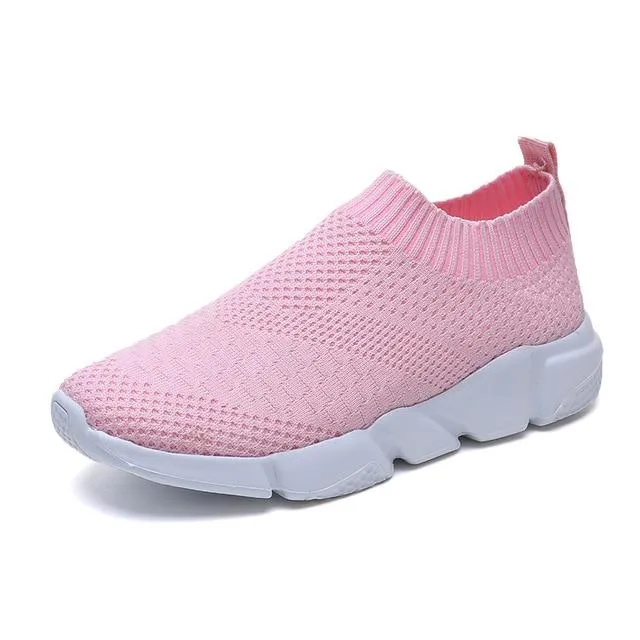 breathable air mesh sneakers women spring summer slip knitting flats soft walking shoes woman girls