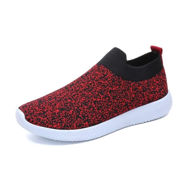 breathable air mesh sneakers women spring summer slip knitting flats soft walking shoes woman girls