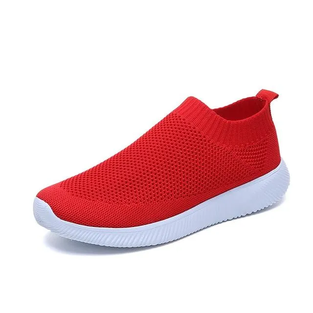 breathable air mesh sneakers women spring summer slip knitting flats soft walking shoes woman girls