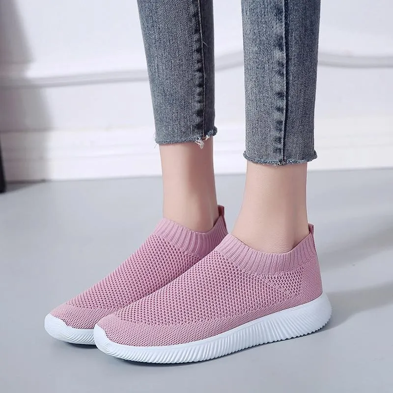 breathable air mesh sneakers women spring summer slip knitting flats soft walking shoes woman girls