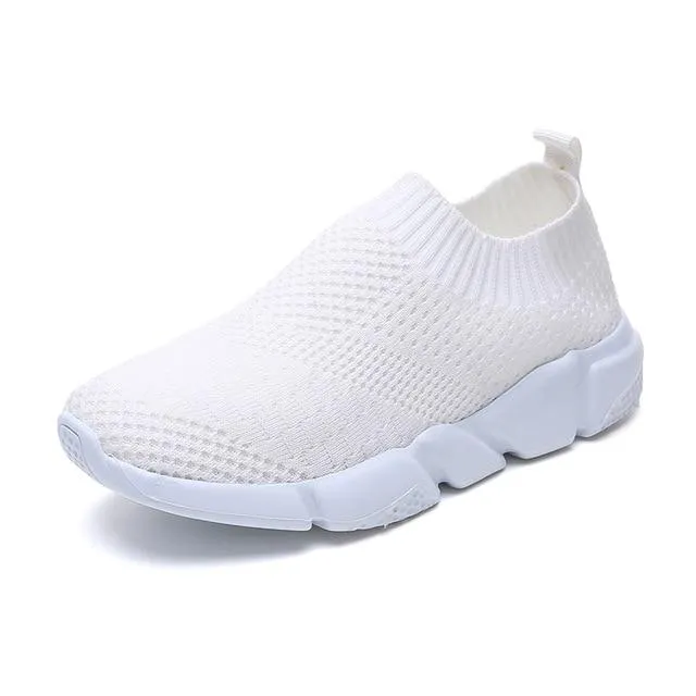 breathable air mesh sneakers women spring summer slip knitting flats soft walking shoes woman girls