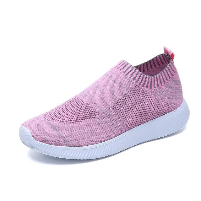 breathable air mesh sneakers women spring summer slip knitting flats soft walking shoes woman girls