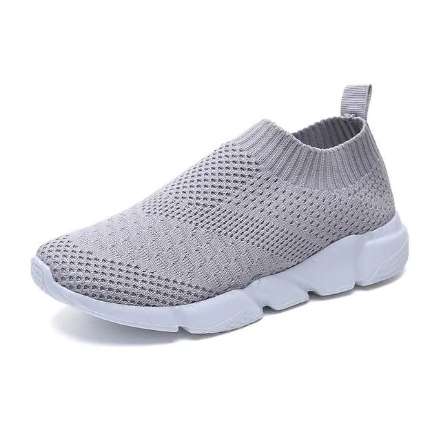 breathable air mesh sneakers women spring summer slip knitting flats soft walking shoes woman girls