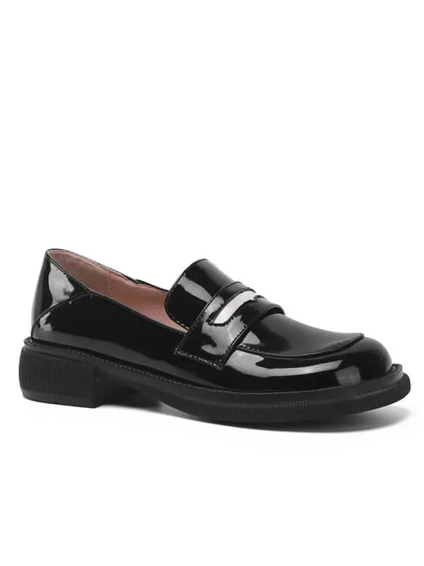 Casual Patent Leather Block Heel&Loafers