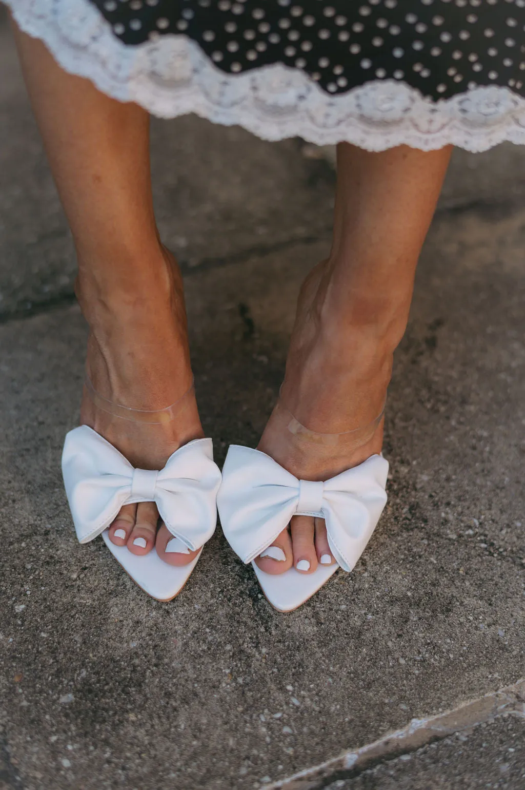 Christal Bow Heel- White