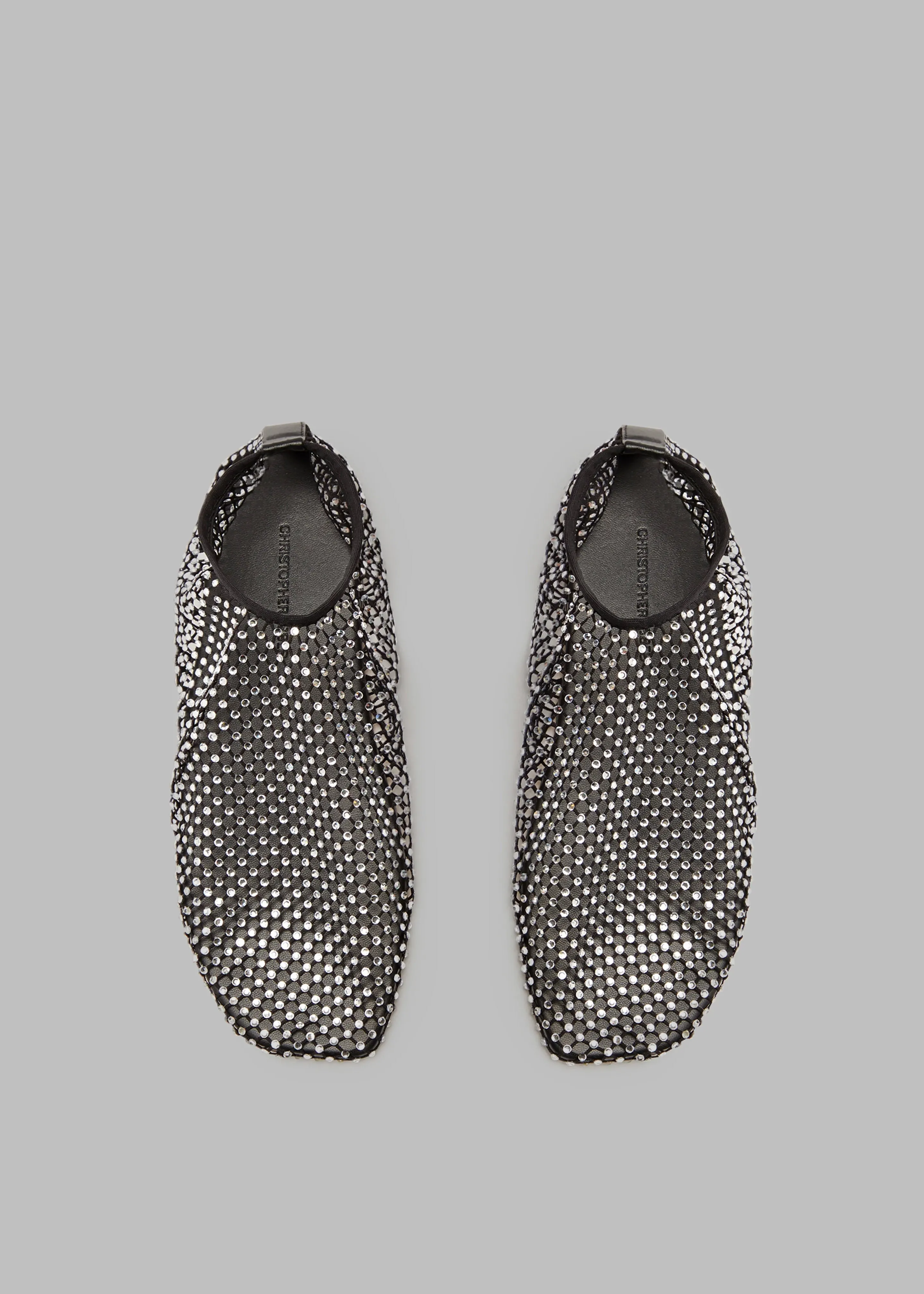 Christopher Esber Minette Flats - Black/Clear Crystal