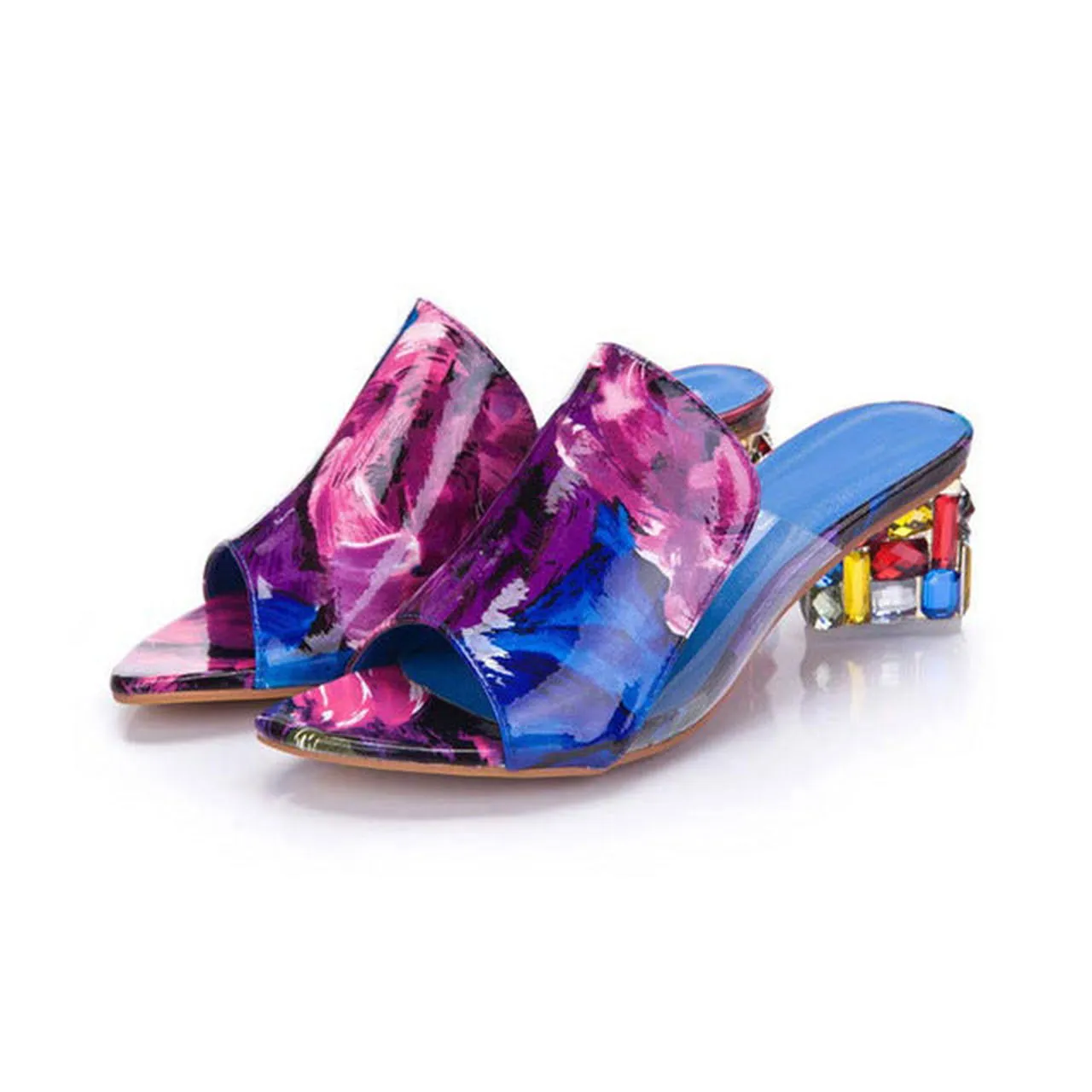 Colorful Rhinestone Crystals Heels