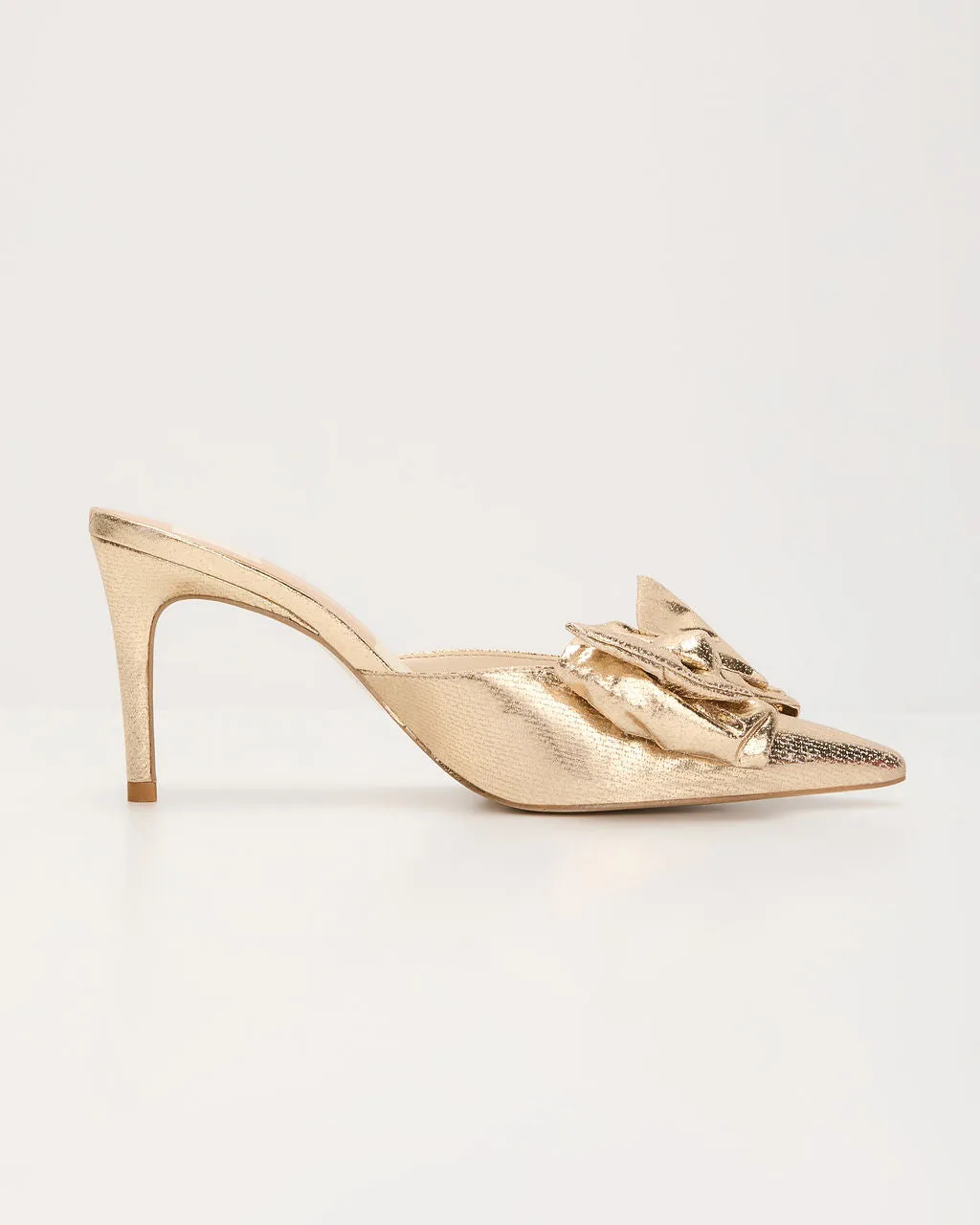 Come With Me Metallic Leather Bow Heels