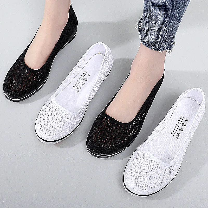 Comfortable Non-slip Hollow Lace Breathable Wedge Shoes