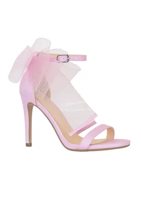 Cottage - Tulle Bow Accent Ankle Strap High Heels