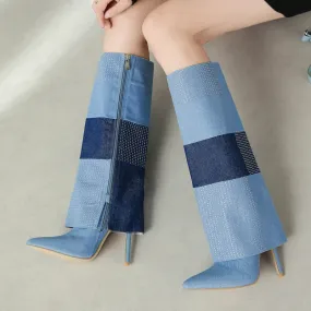 Crystal Denim Boots