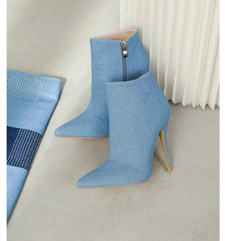 Crystal Denim Boots