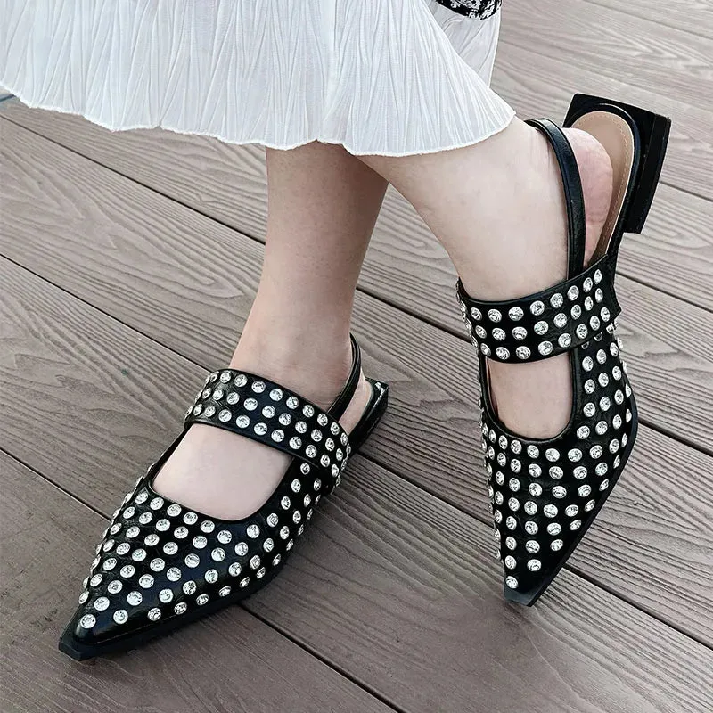 Crystal Flat Rhinestones Pointed Toe Shoes