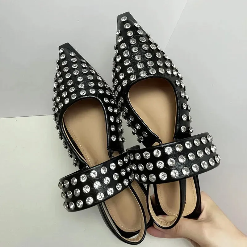 Crystal Flat Rhinestones Pointed Toe Shoes