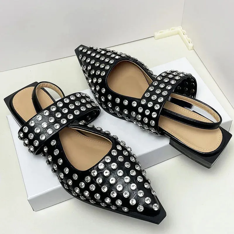 Crystal Flat Rhinestones Pointed Toe Shoes