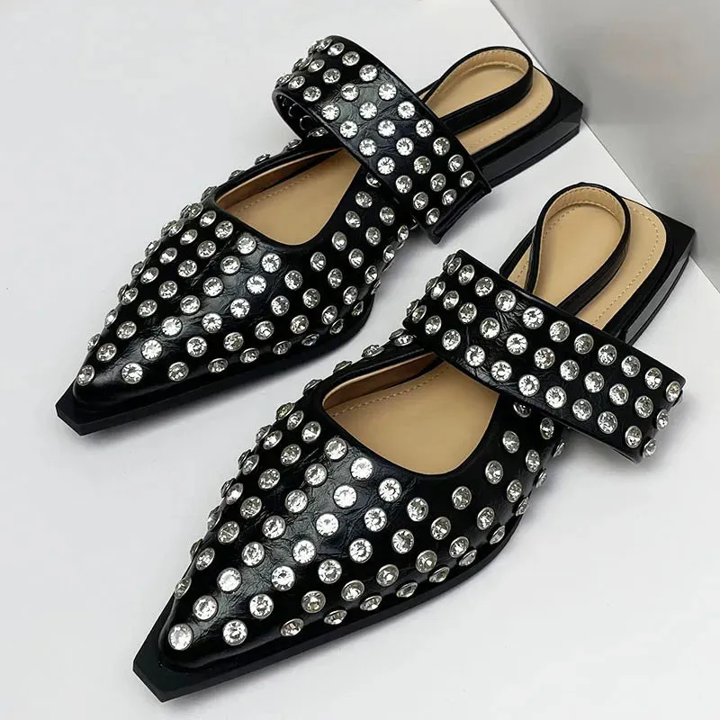 Crystal Flat Rhinestones Pointed Toe Shoes