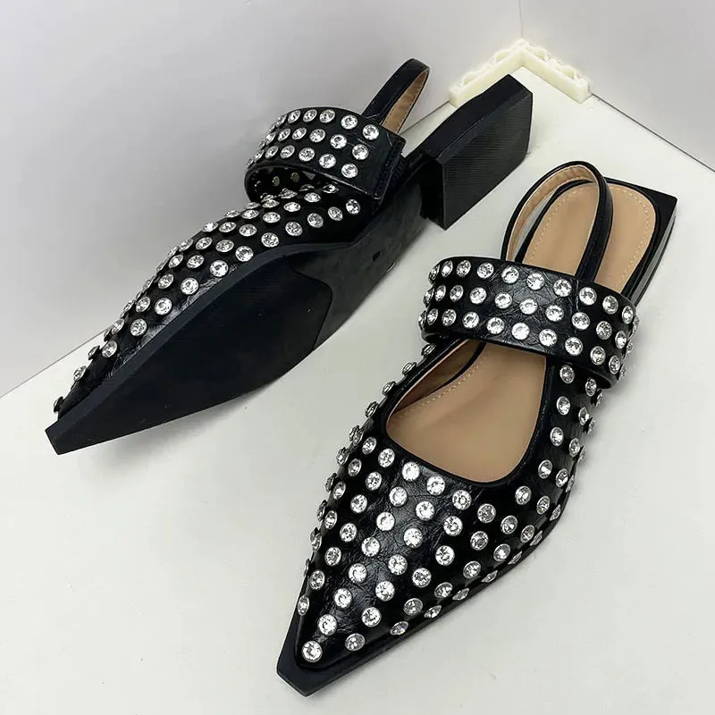 Crystal Flat Rhinestones Pointed Toe Shoes