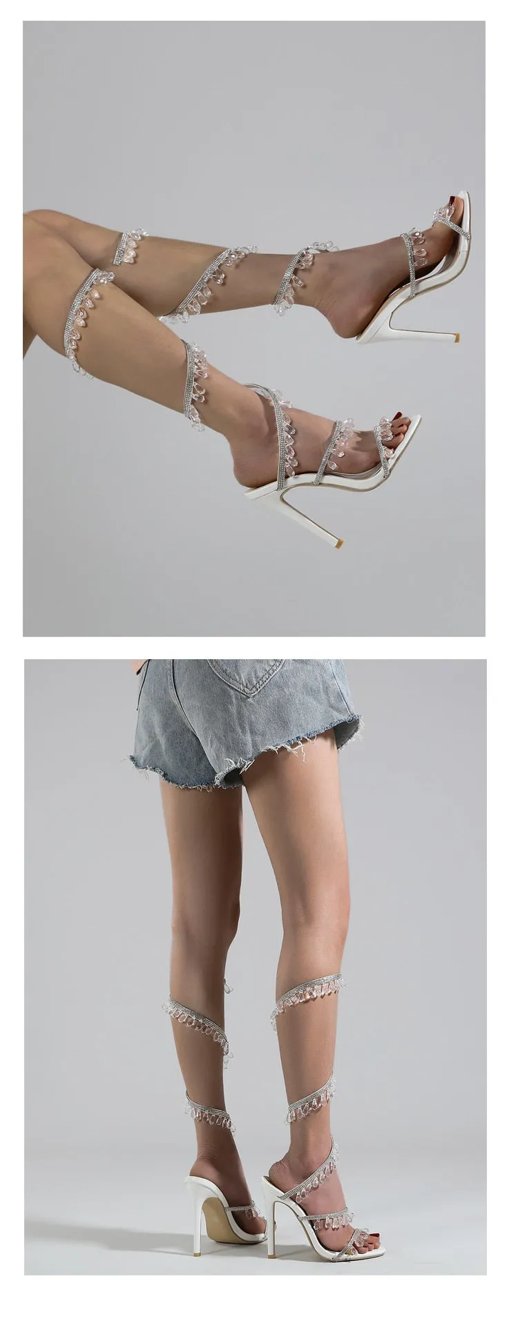 Crystal String Bead High Heels