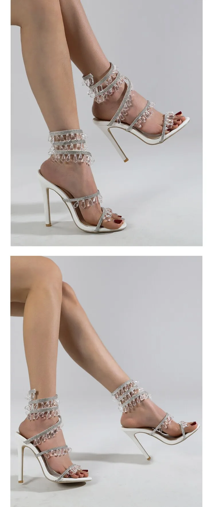 Crystal String Bead High Heels