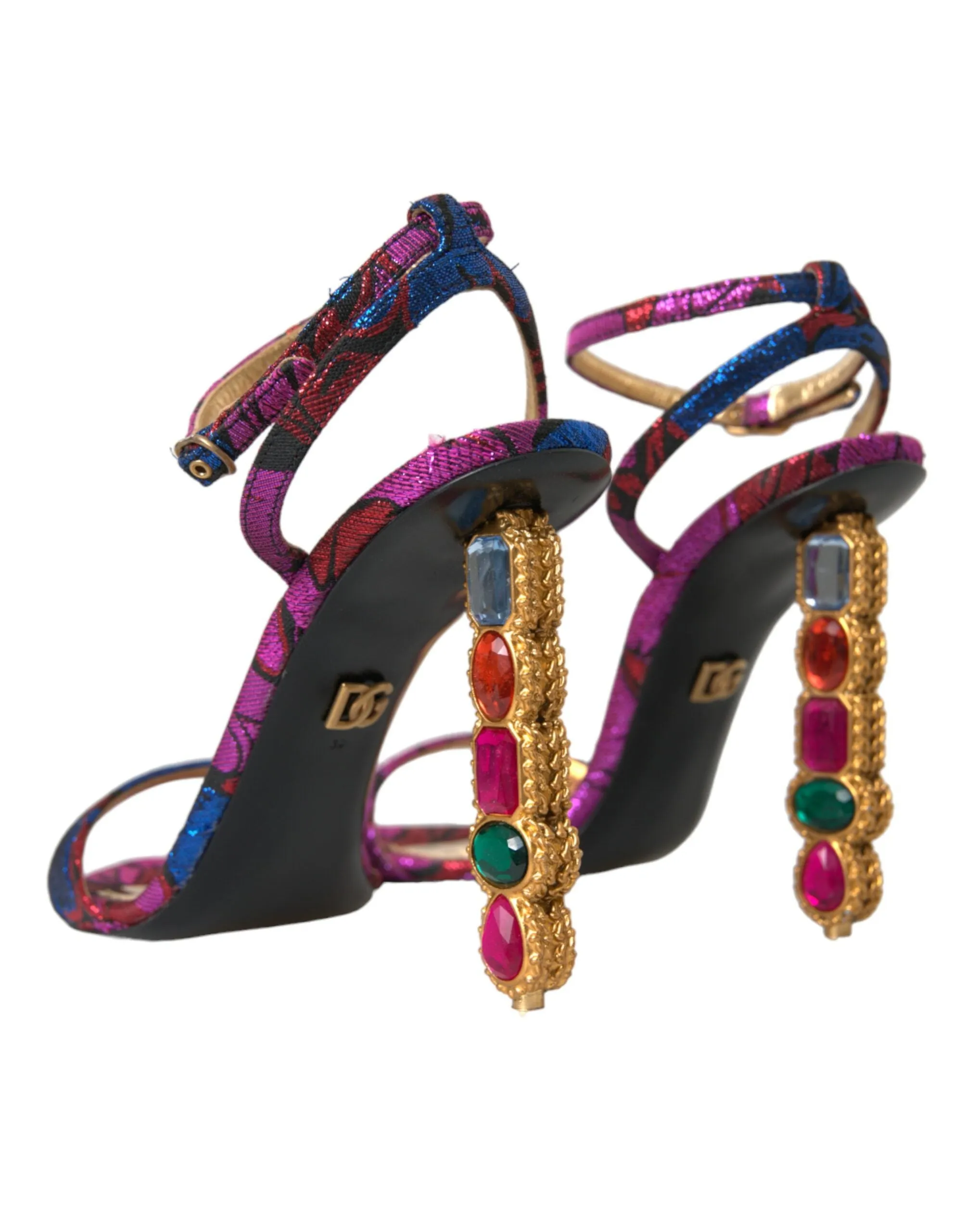 Dolce & Gabbana Multicolor Jacquard Crystals Sandals Shoes