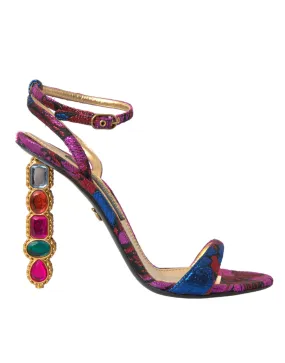 Dolce & Gabbana Multicolor Jacquard Crystals Sandals Shoes