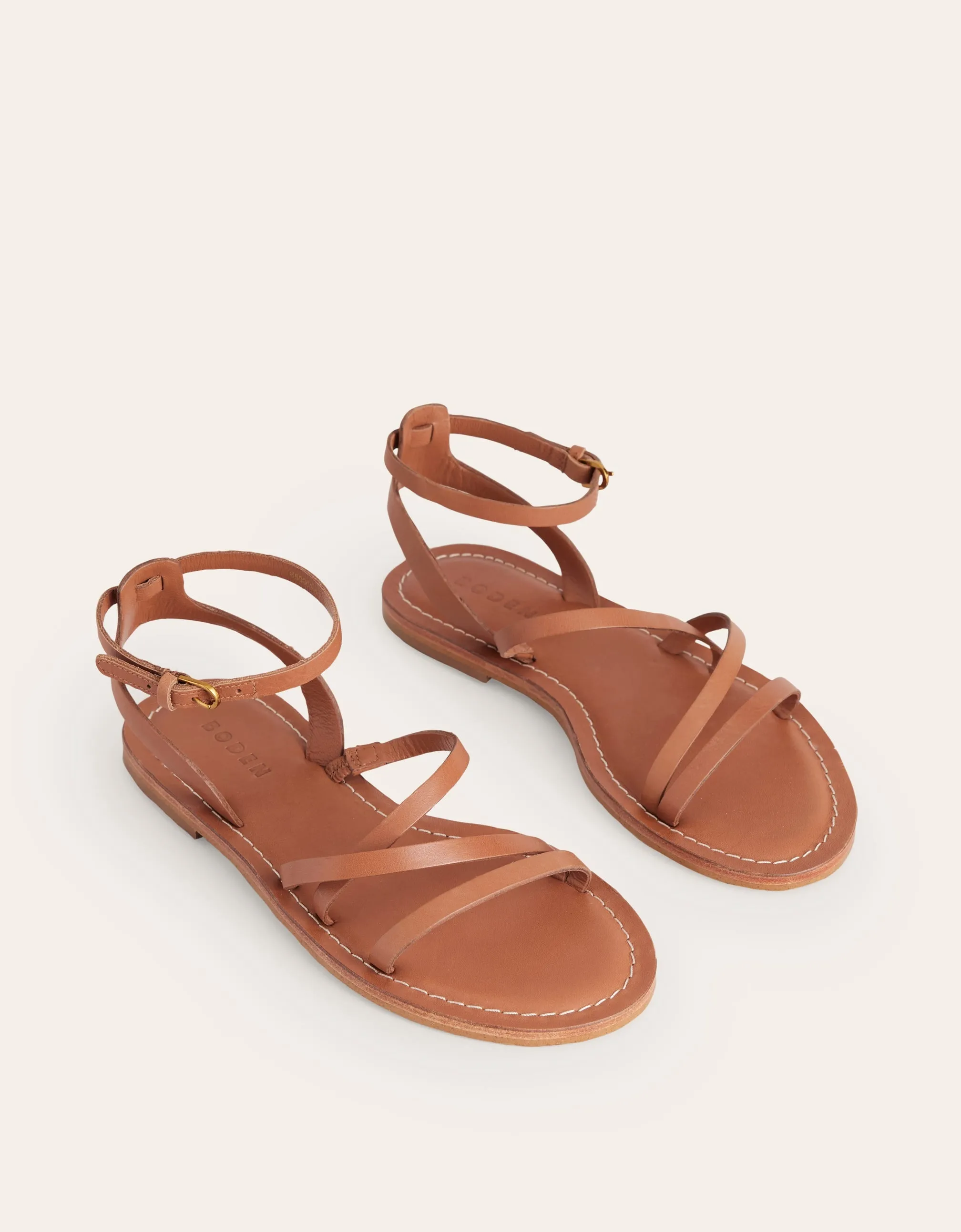 Everyday Flat Sandals-Tan Leather