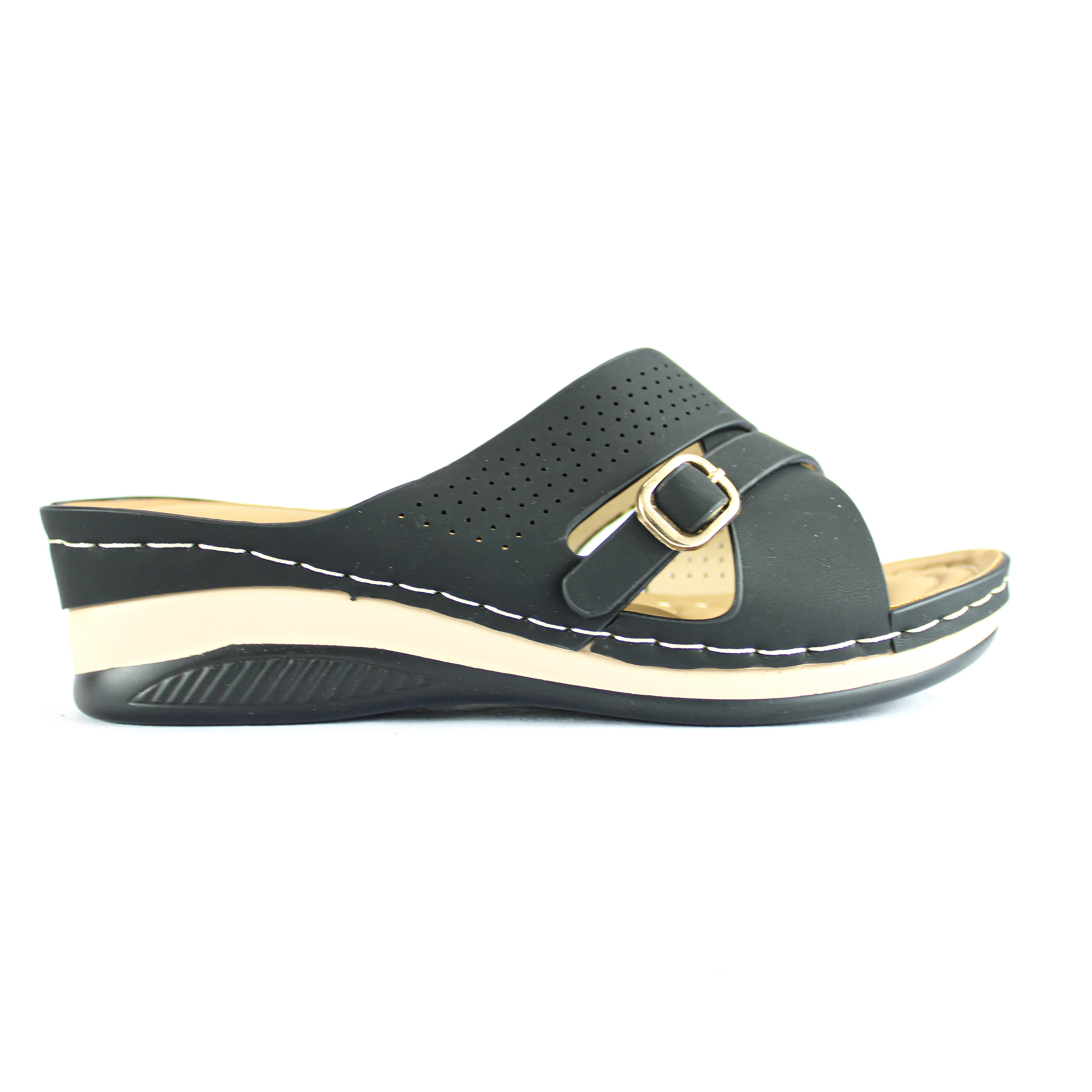 Foot Flex Comfort Ladies Black Sandal