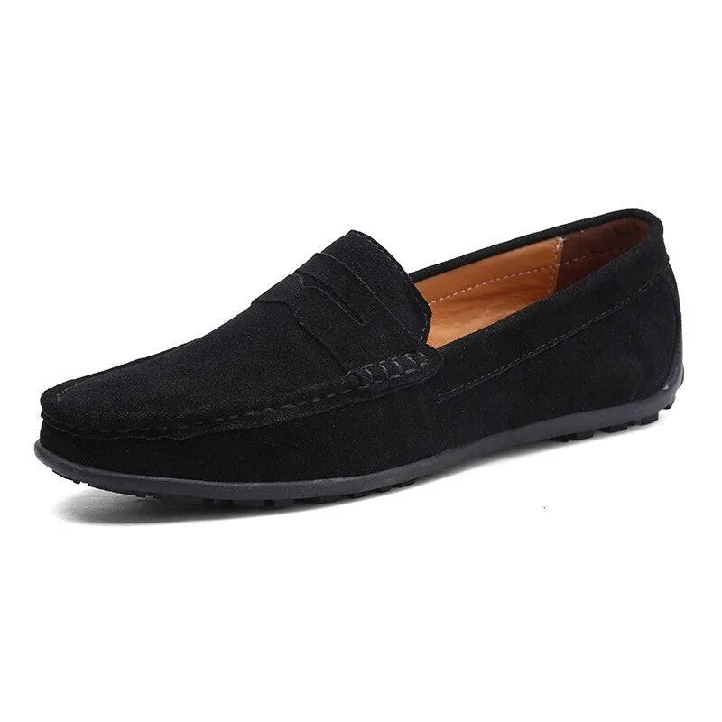 Genuine Leather Men Shoes Luxury Casual Slip Loafers