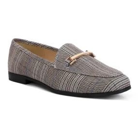 Grey Checkered Casual Loafers