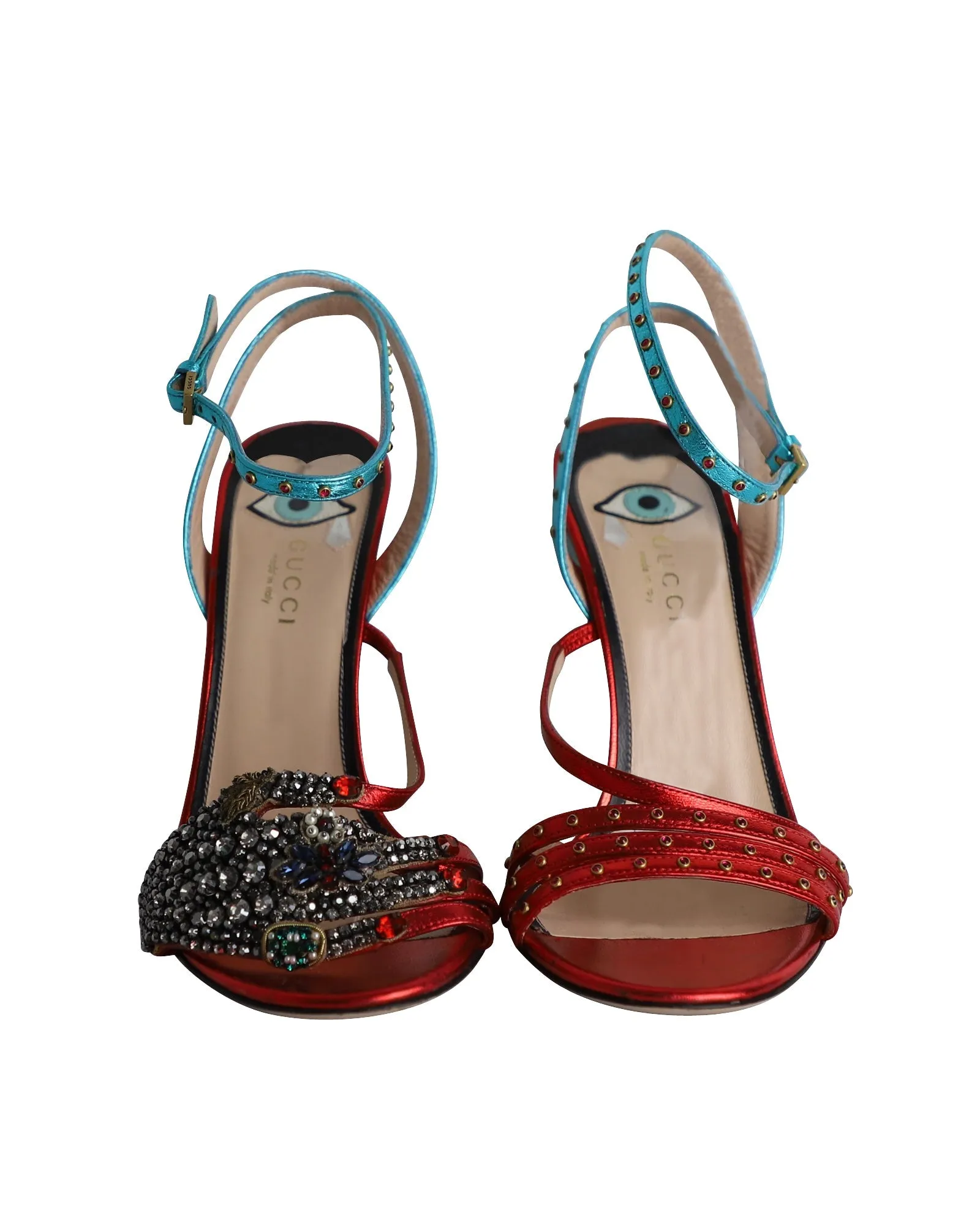 Gucci Embellished Wangy Sandals in Multicolor Leather