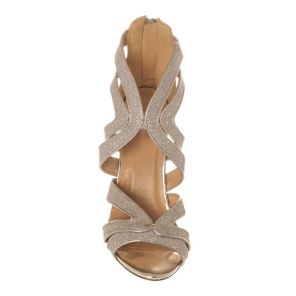 High Stiletto Heel Open Toe Strappy Sandal With Back Zip