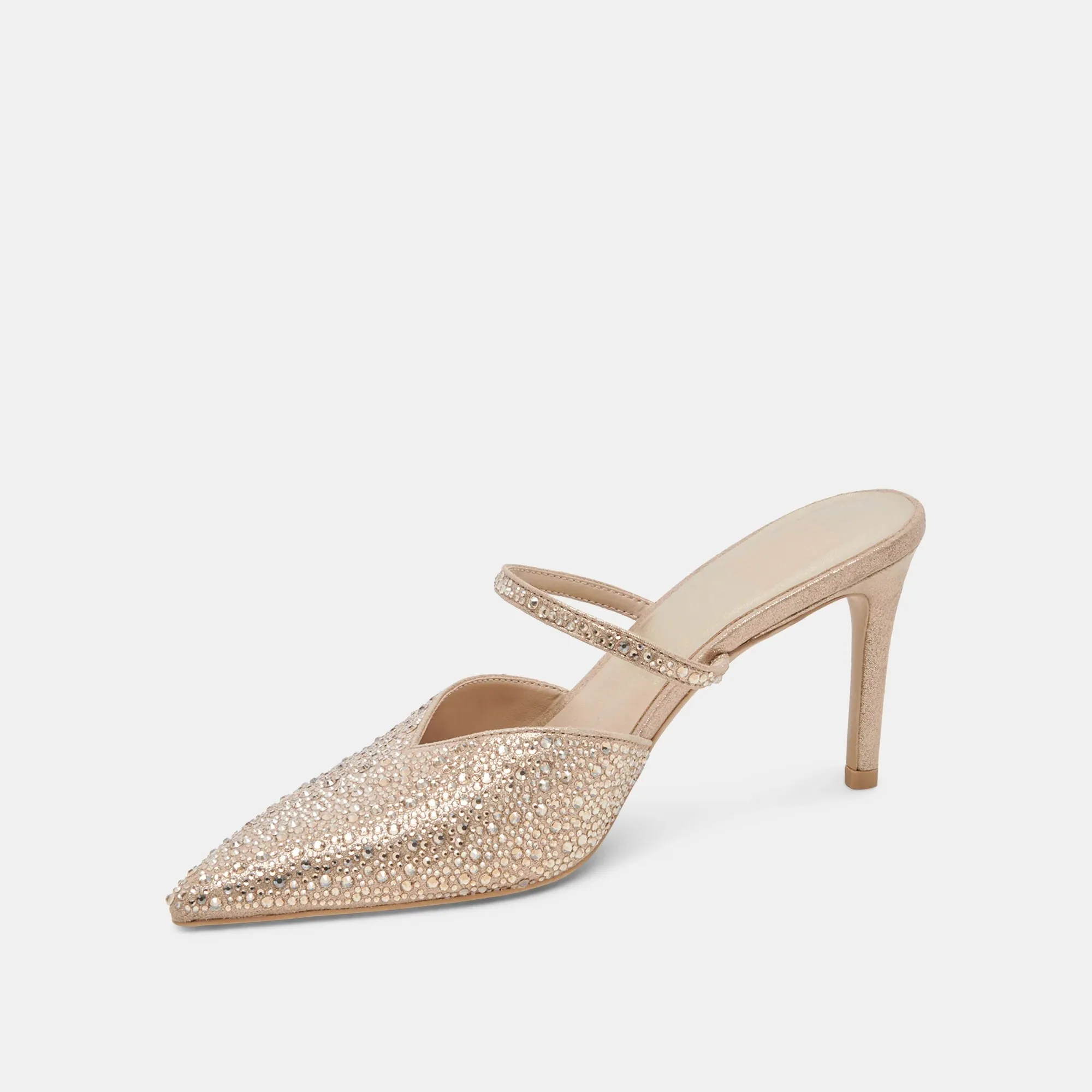 Kanika Crystal Heels - Light Gold Fabric