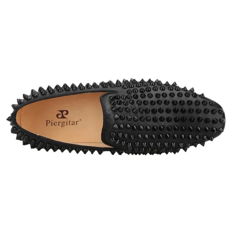 Kids Loafers Little Trendsetter: Handcrafted Genuine Leather Spiked Loafers with Red Soles for Kids