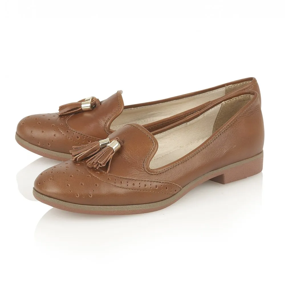 Lotus Glady Brown Leather Loafer Shoes