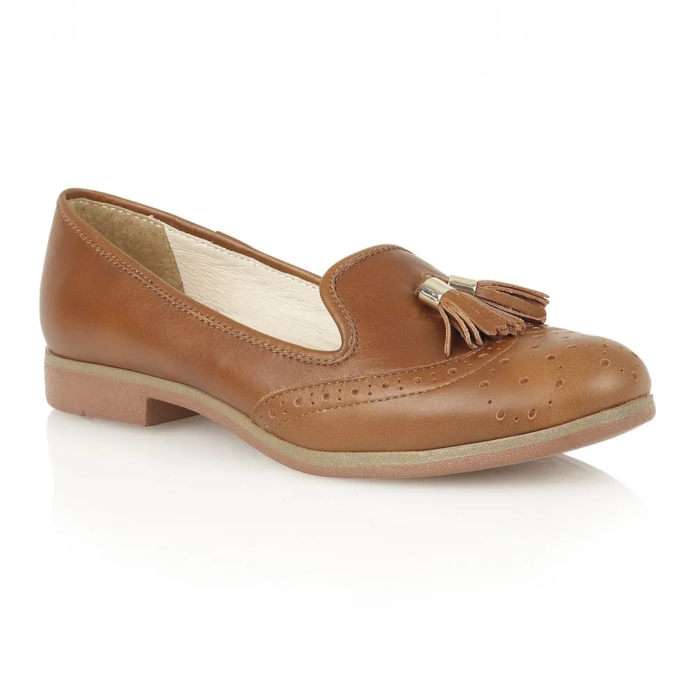 Lotus Glady Brown Leather Loafer Shoes