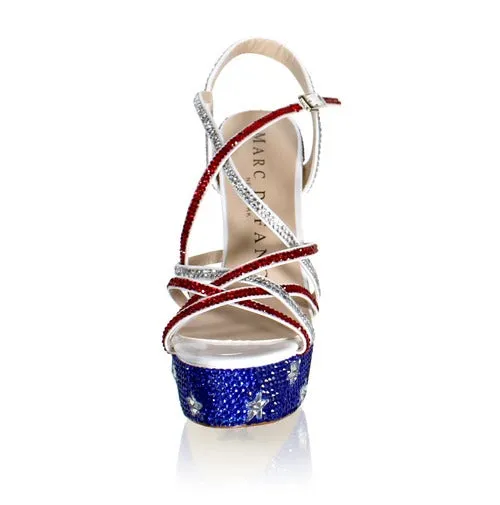 Marc Defang Marc Tops USA Red White & Blue Crystal Pageant Heels Shoes