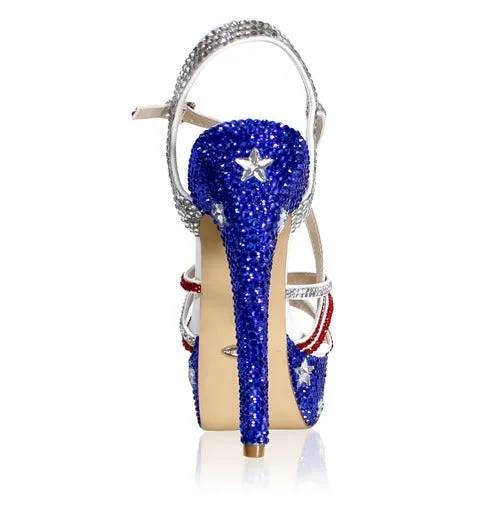 Marc Defang Marc Tops USA Red White & Blue Crystal Pageant Heels Shoes