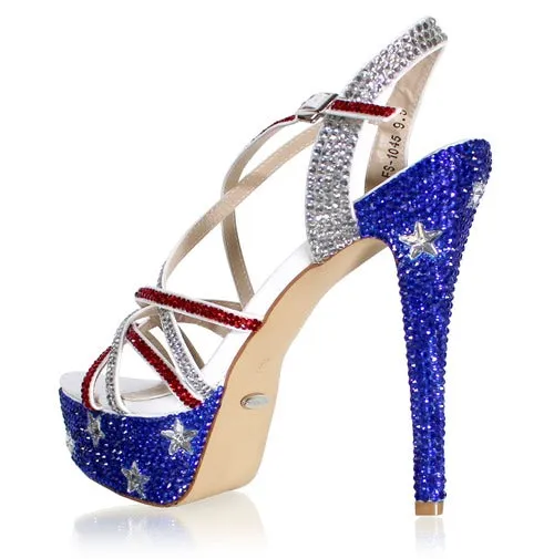 Marc Defang Marc Tops USA Red White & Blue Crystal Pageant Heels Shoes