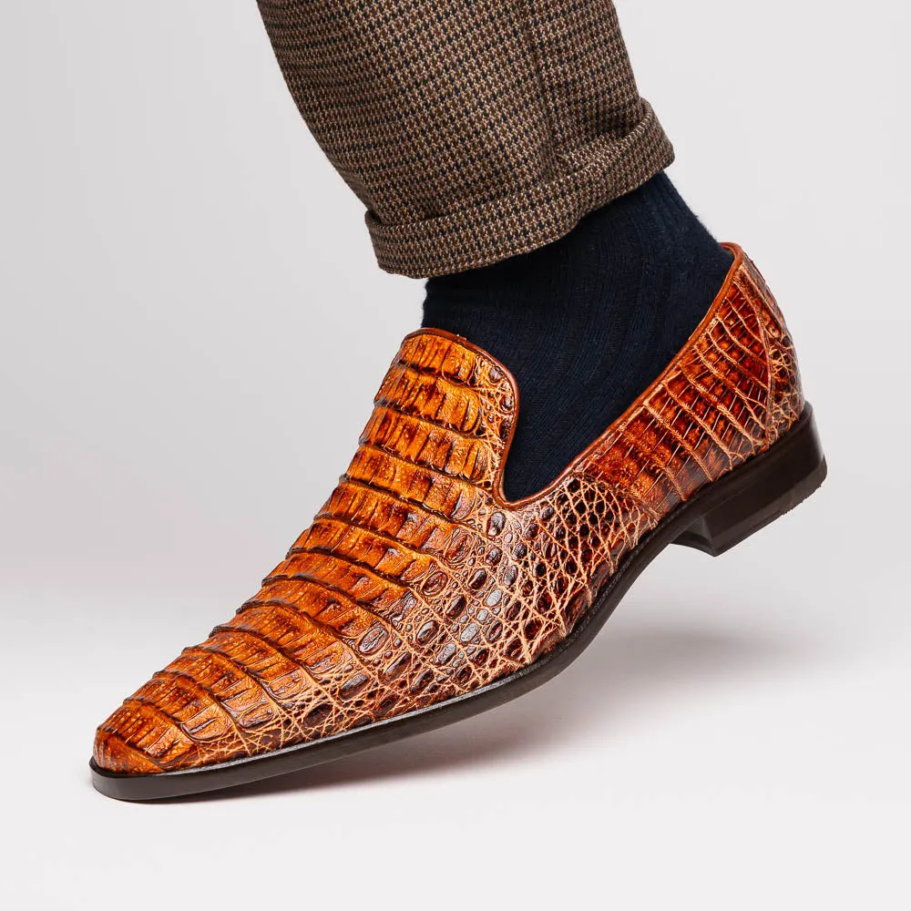 Marco Di Milano Trento Caiman Fuscus Rustic Cognac Stripe