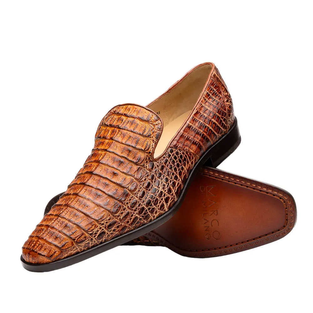 Marco Di Milano Trento Caiman Fuscus Rustic Cognac Stripe