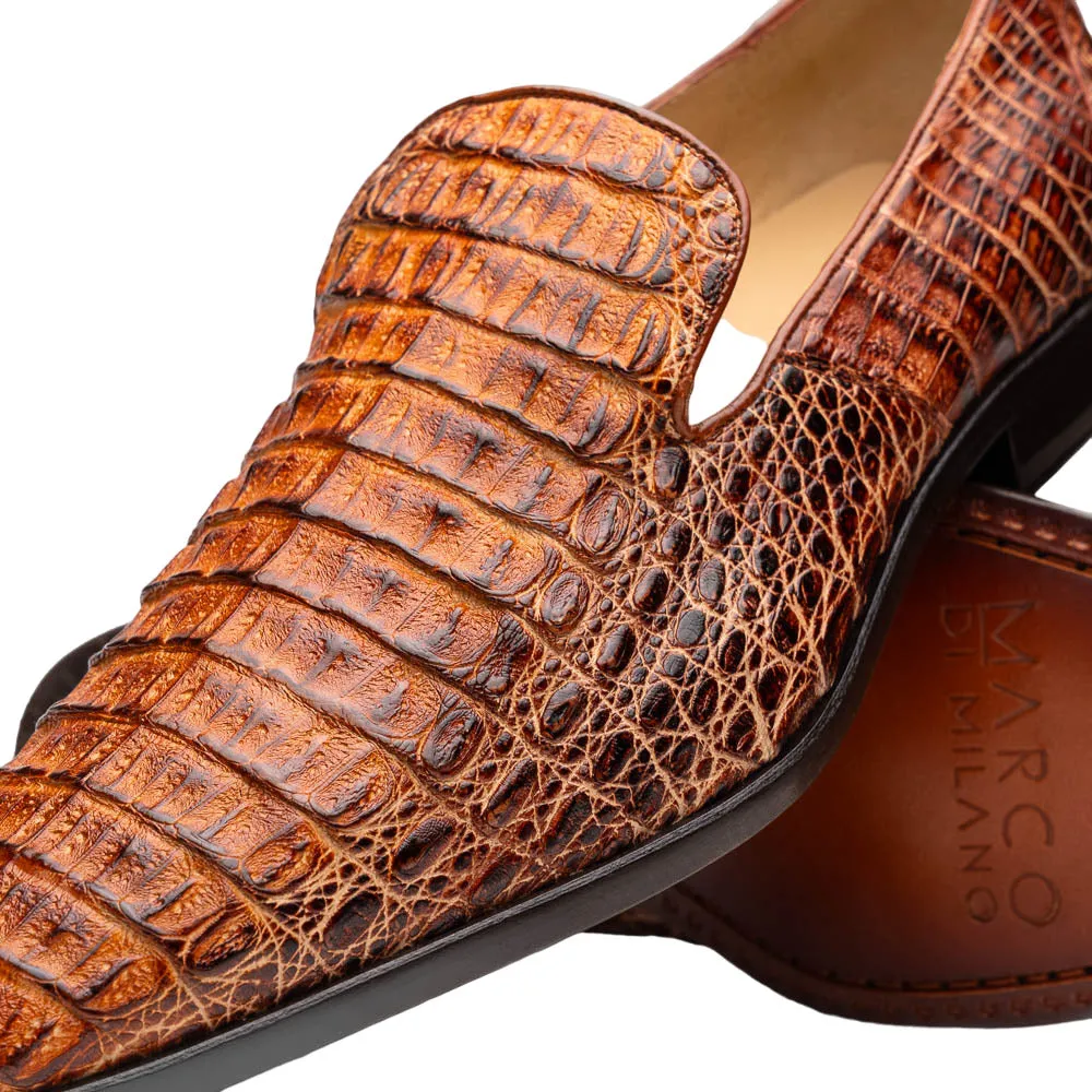 Marco Di Milano Trento Caiman Fuscus Rustic Cognac Stripe