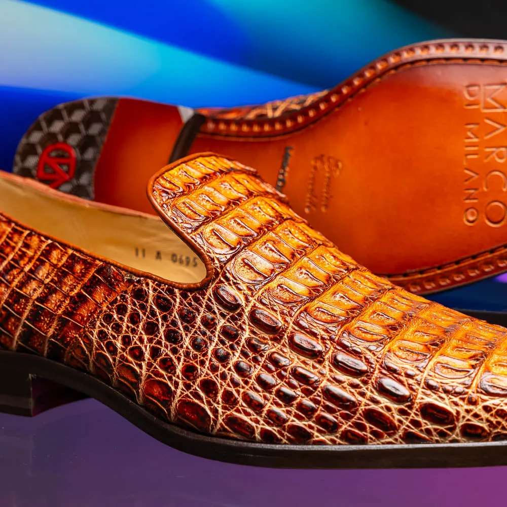 Marco Di Milano Trento Caiman Fuscus Rustic Cognac Stripe