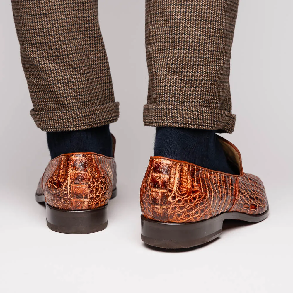 Marco Di Milano Trento Caiman Fuscus Rustic Cognac Stripe